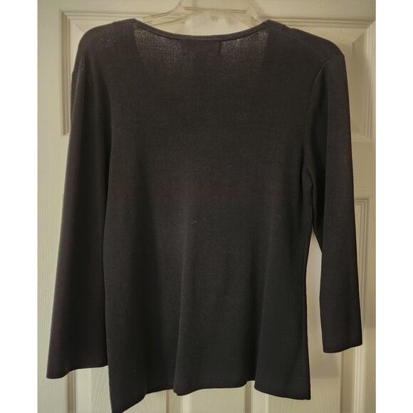 SWEATER/TOP-BLACK CABLE & GAUGE-Black Knit-Gold Rivets-Lace Up-SIZE M - Picture 6 of 11